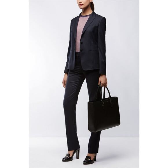 HUGO BOSS Colorblock Top Sweater Pink Purple Black Metallic Wool Blend Large - Picture 2 of 9